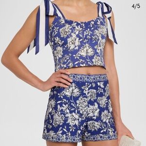 Alice + Olivia Navy and White Floral Playsuit
